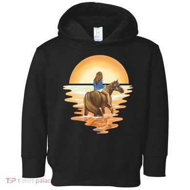 Girl Riding Horse Sunset Toddler Hoodie