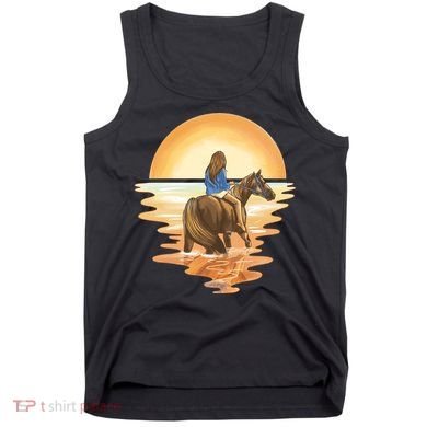 Girl Riding Horse Sunset Tank Top