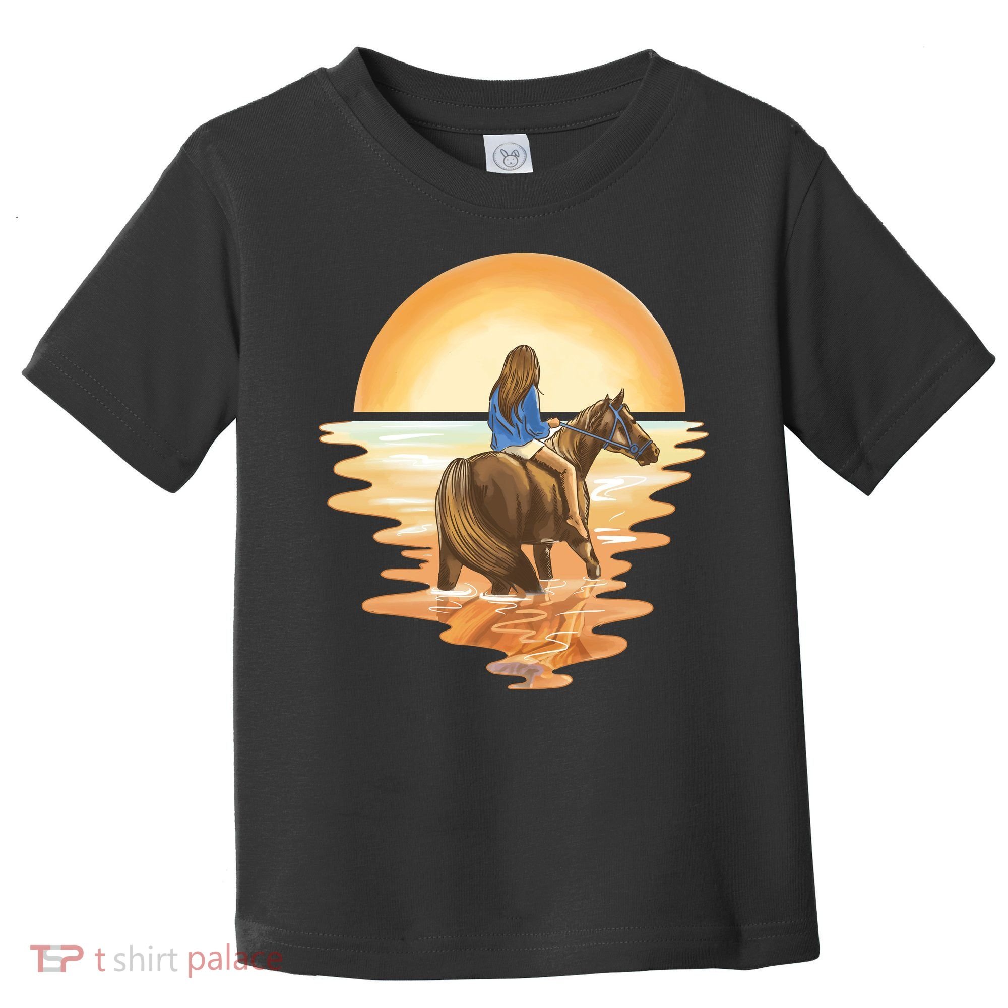 Girl Riding Horse Sunset Toddler T-Shirt