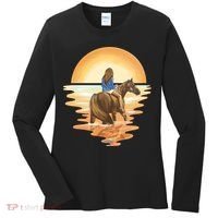 Girl Riding Horse Sunset Women's Long Sleeve Shirt thumb 0