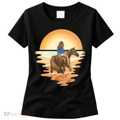 Girl Riding Horse Sunset Women's T-Shirt