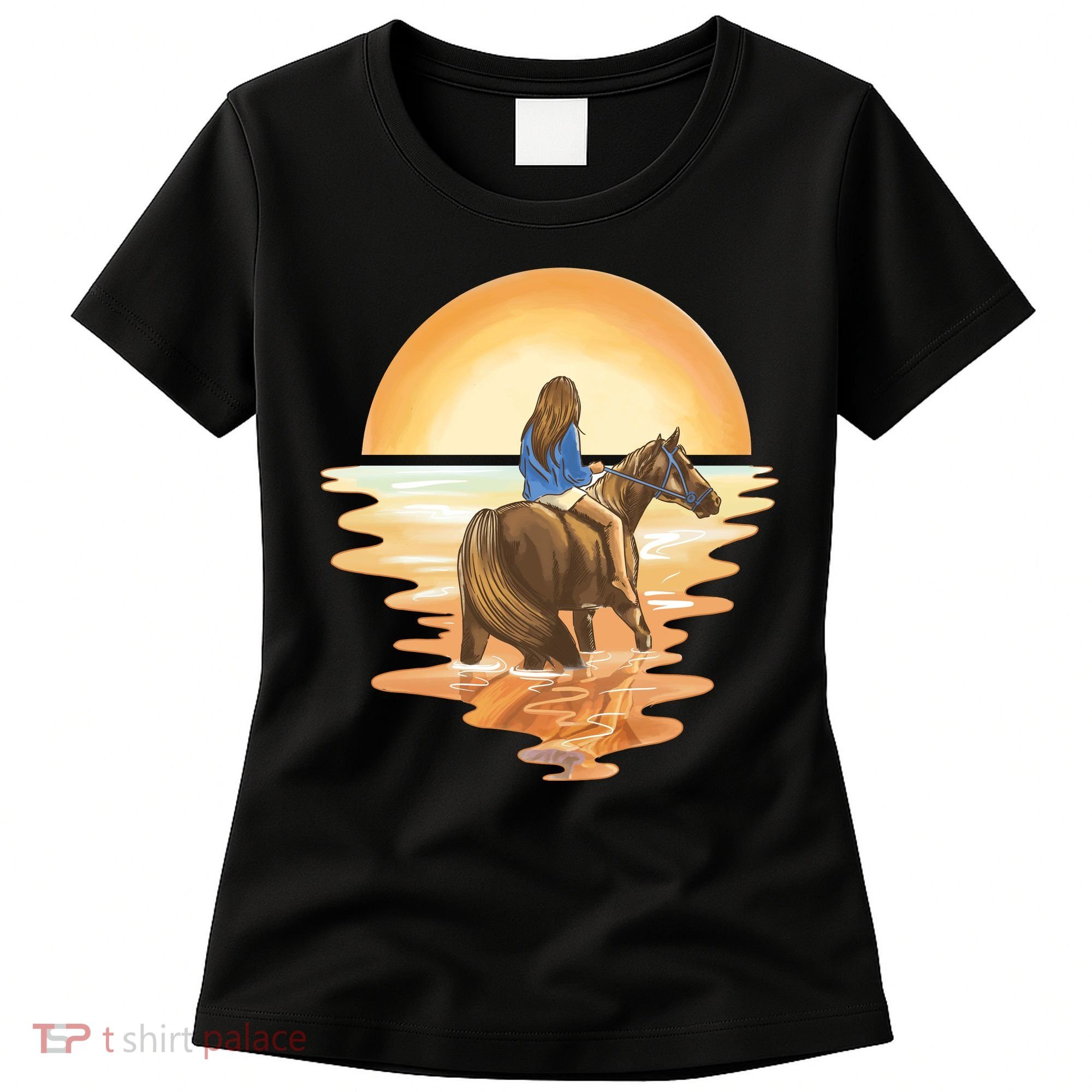 Girl Riding Horse Sunset Women's T-Shirt