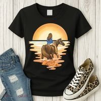 Girl Riding Horse Sunset Women's T-Shirt thumb 3