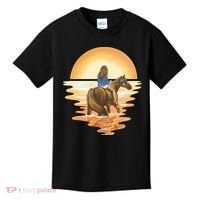 Girl Riding Horse Sunset Kids T-Shirt thumb 0