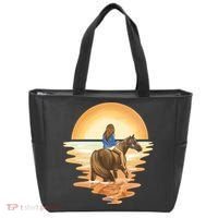 Girl Riding Horse Sunset Tote Bag thumb 0
