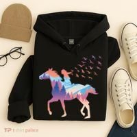 Girl Riding Horse In Forest Hoodie thumb 4