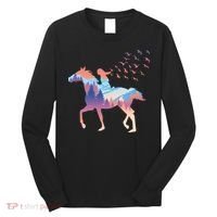Girl Riding Horse In Forest Long Sleeve Shirt thumb 0