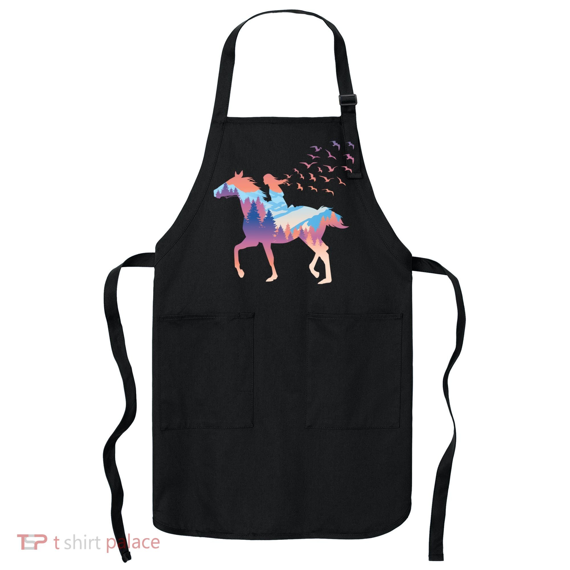 Girl Riding Horse In Forest Apron