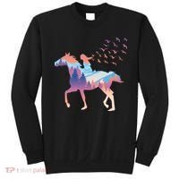 Girl Riding Horse In Forest Sweatshirt thumb 0