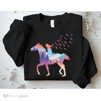 Girl Riding Horse In Forest Sweatshirt thumb 2