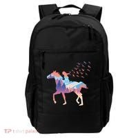 Girl Riding Horse In Forest Backpack thumb 0