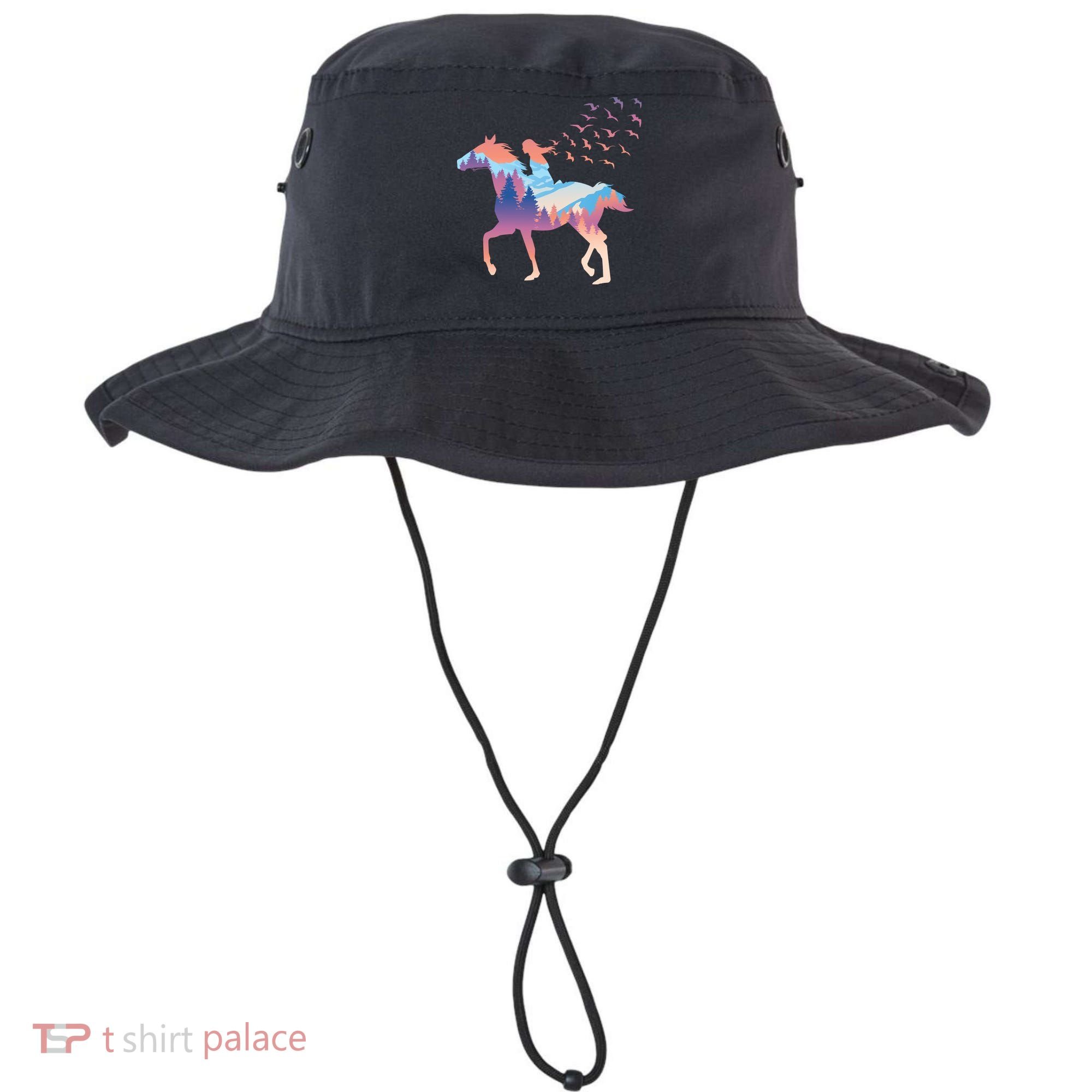 Girl Riding Horse In Forest Bucket Hat