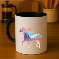 Girl Riding Horse In Forest Coffee Mug thumb 4