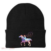 Girl Riding Horse In Forest Beanie thumb 0