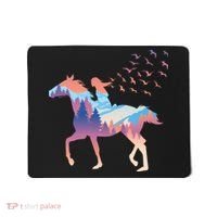Girl Riding Horse In Forest Mousepad thumb 0