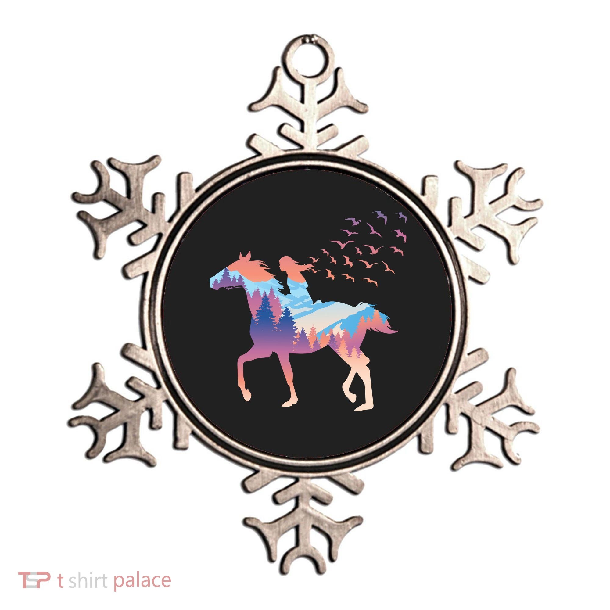 Girl Riding Horse In Forest Ornament