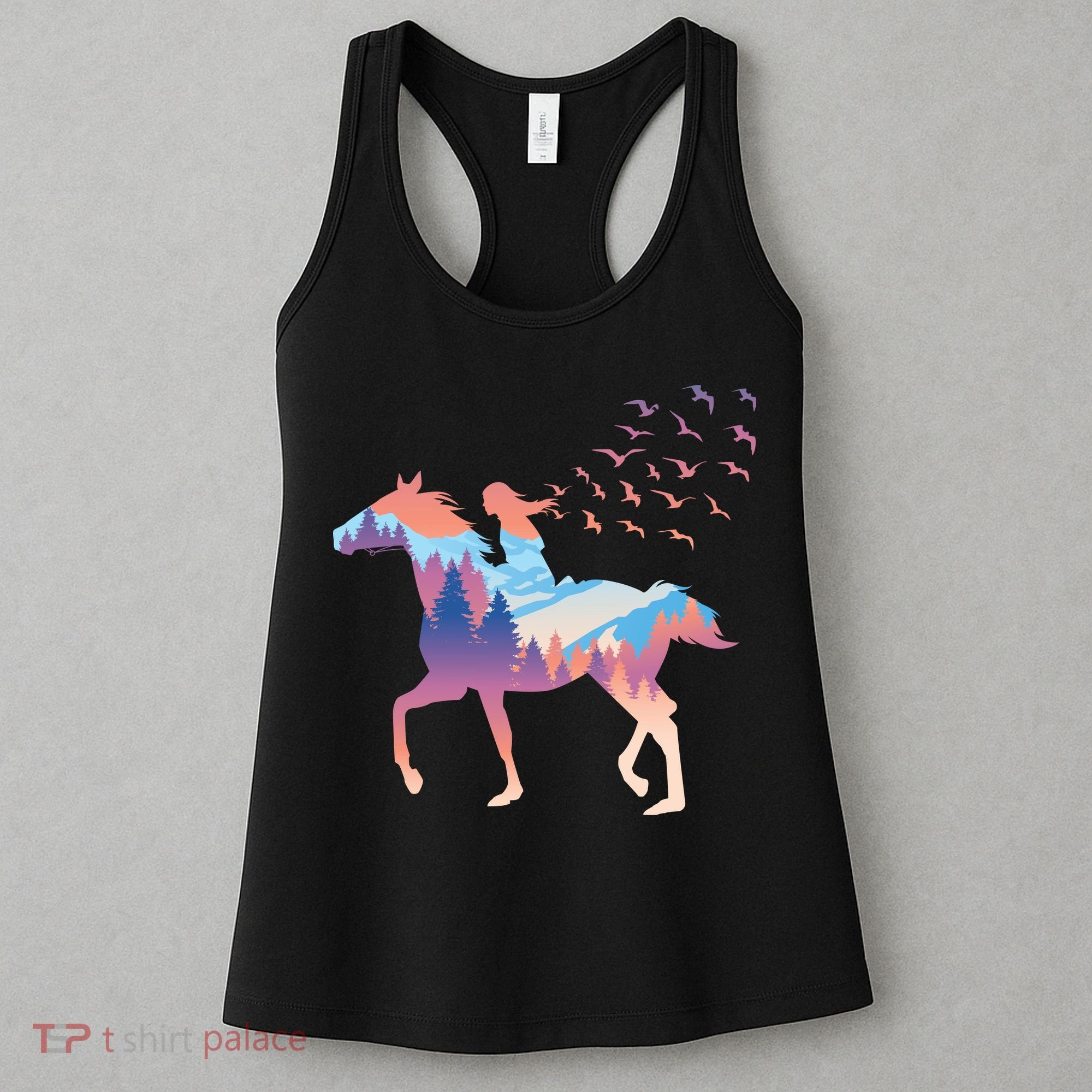 Girl Riding Horse In Forest Women's Tank Top