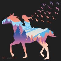 Girl Riding Horse In Forest Hat thumb 2