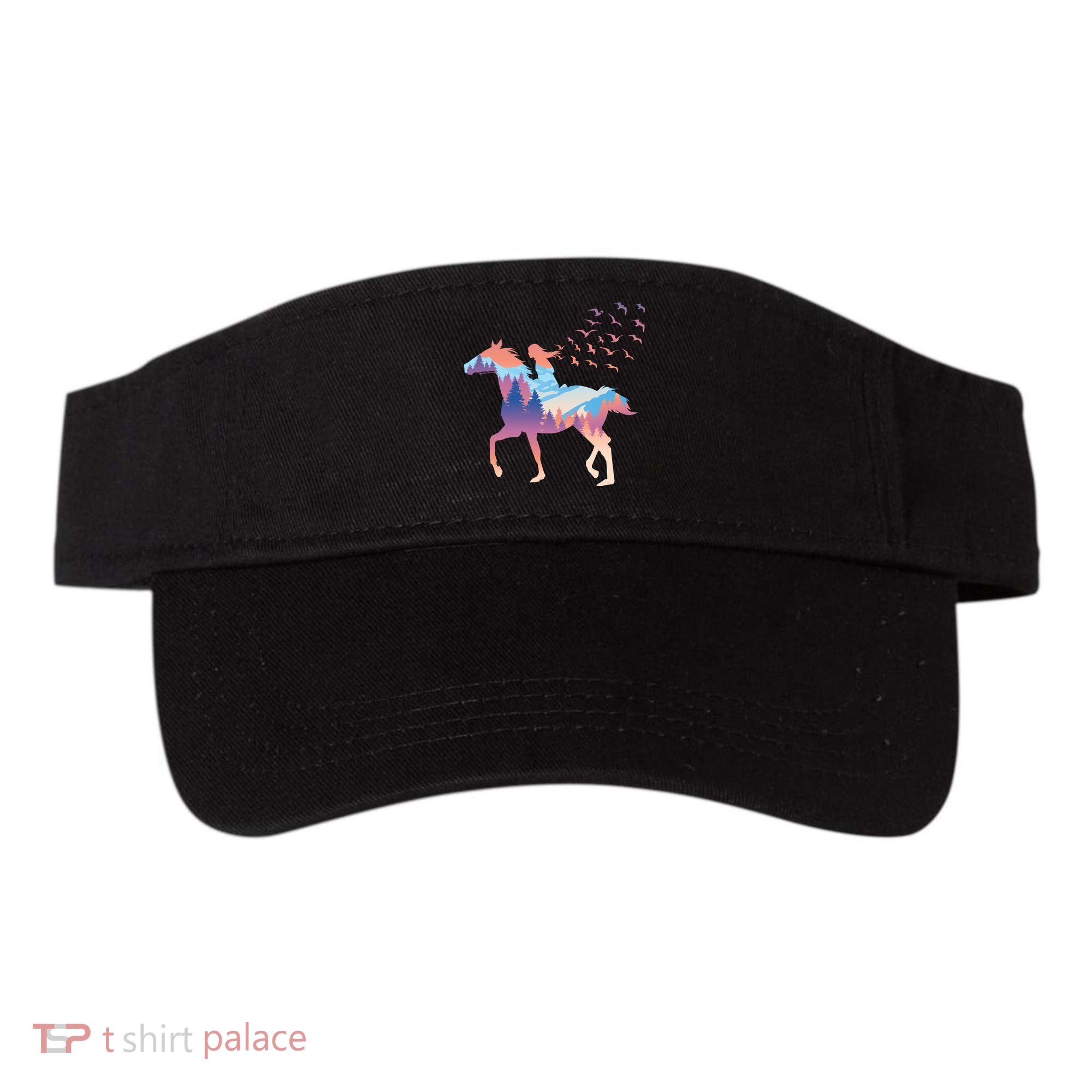 Girl Riding Horse In Forest Visor