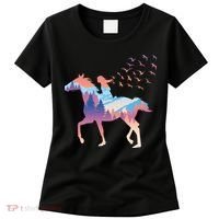 Girl Riding Horse In Forest Women's T-Shirt thumb 0