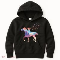 Girl Riding Horse In Forest Kids Hoodie thumb 0