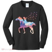 Girl Riding Horse In Forest Kids Long Sleeve Shirt thumb 0
