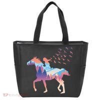 Girl Riding Horse In Forest Tote Bag thumb 0