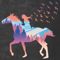 Girl Riding Horse In Forest T-Shirt thumb 5