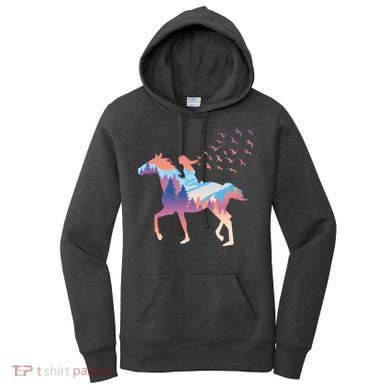 Girl Riding Horse In Forest Women's Hoodie