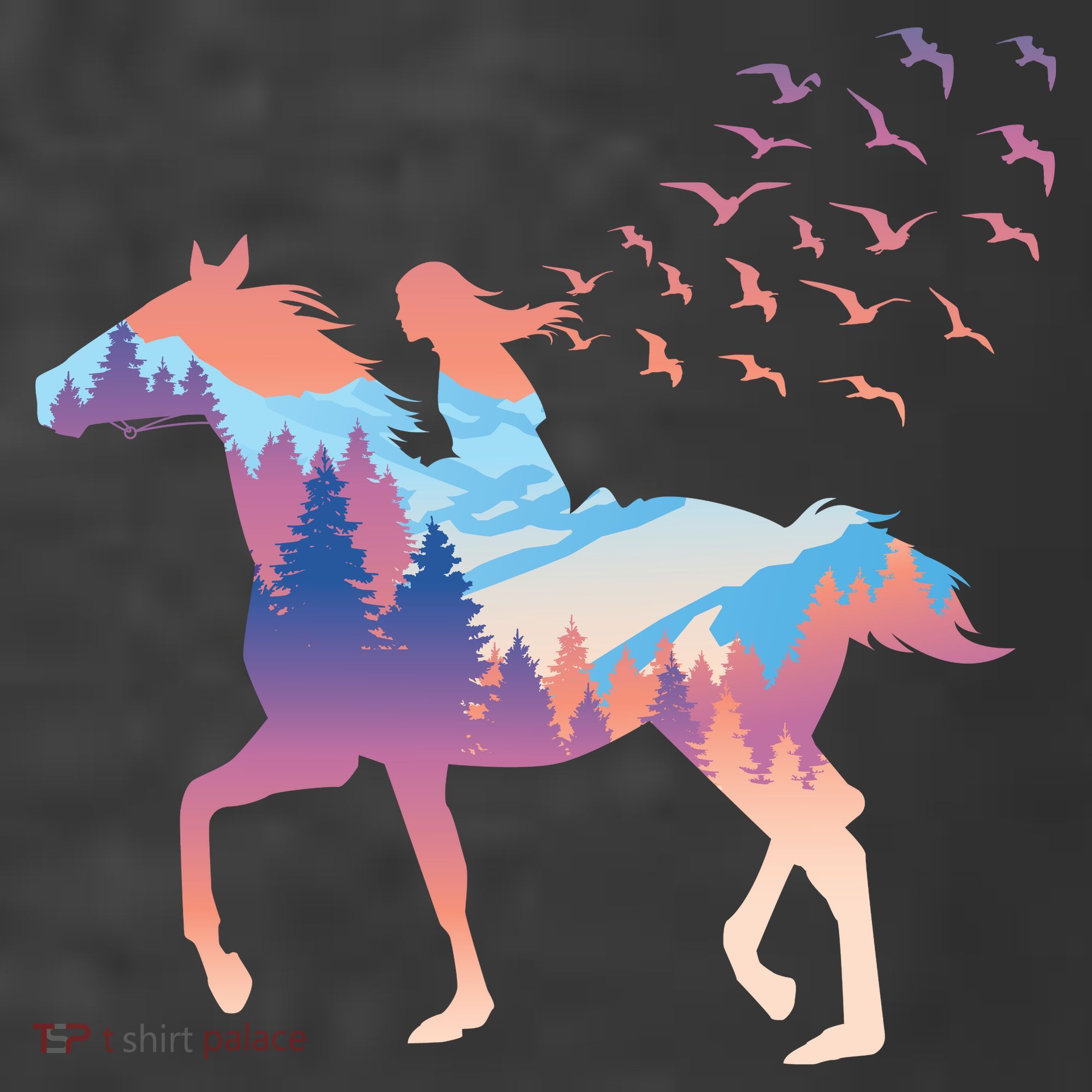 Girl Riding Horse In Forest Women's Hoodie