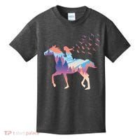 Girl Riding Horse In Forest Kids T-Shirt thumb 0