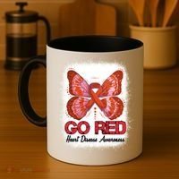 Go Red Heart Disease Awareness Month Red Ribbon Butterfly Gift Coffee Mug thumb 4