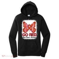 Go Red Heart Disease Awareness Month Red Ribbon Butterfly Gift Women's Hoodie thumb 0