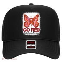 Go Red Heart Disease Awareness Month Red Ribbon Butterfly Gift Hat thumb 0