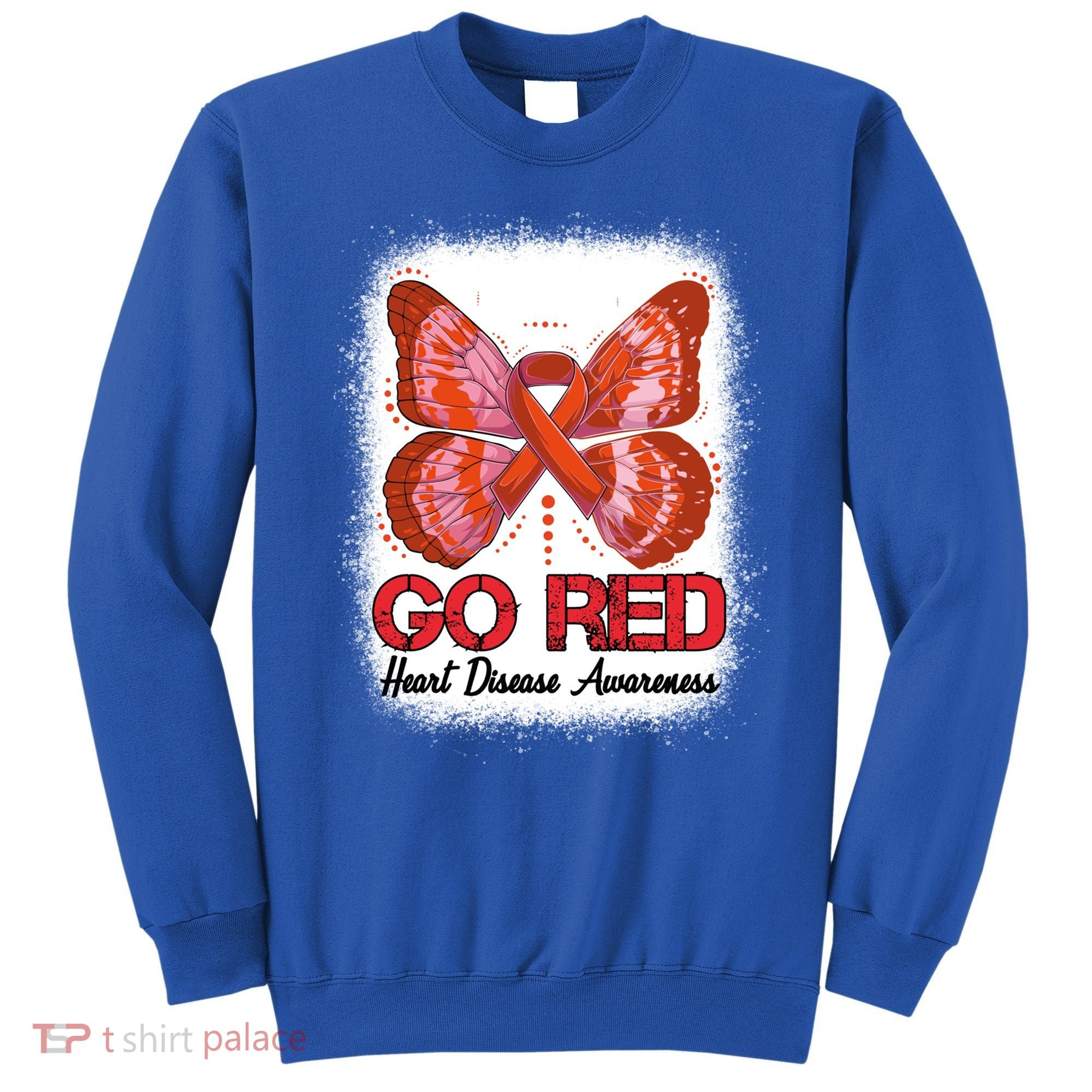 Go Red Heart Disease Awareness Month Red Ribbon Butterfly Gift Sweatshirt