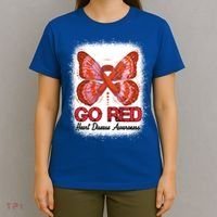 Go Red Heart Disease Awareness Month Red Ribbon Butterfly Gift T-Shirt thumb 4