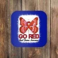 Go Red Heart Disease Awareness Month Red Ribbon Butterfly Gift Coaster thumb 0