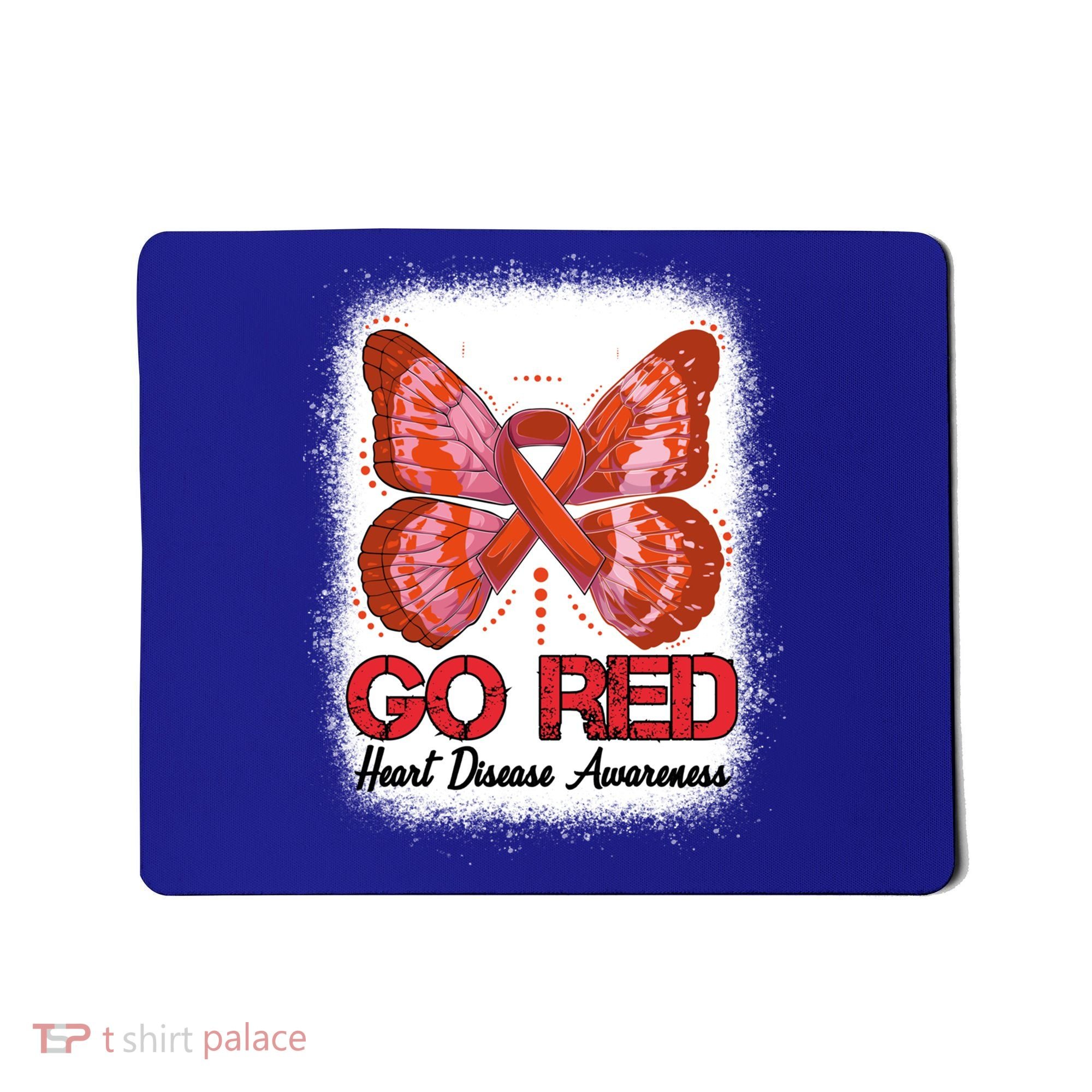 Go Red Heart Disease Awareness Month Red Ribbon Butterfly Gift Mousepad