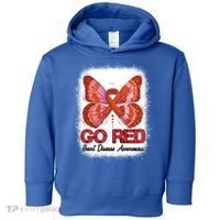Go Red Heart Disease Awareness Month Red Ribbon Butterfly Gift Toddler Hoodie thumb 0