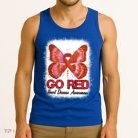 Go Red Heart Disease Awareness Month Red Ribbon Butterfly Gift Tank Top thumb 3