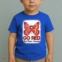 Go Red Heart Disease Awareness Month Red Ribbon Butterfly Gift Toddler T-Shirt thumb 2