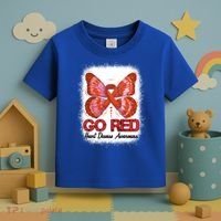 Go Red Heart Disease Awareness Month Red Ribbon Butterfly Gift Toddler T-Shirt thumb 3