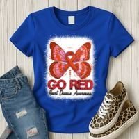 Go Red Heart Disease Awareness Month Red Ribbon Butterfly Gift Women's T-Shirt thumb 3