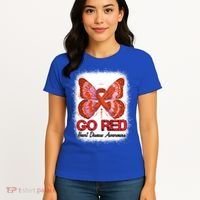 Go Red Heart Disease Awareness Month Red Ribbon Butterfly Gift Women's T-Shirt thumb 4