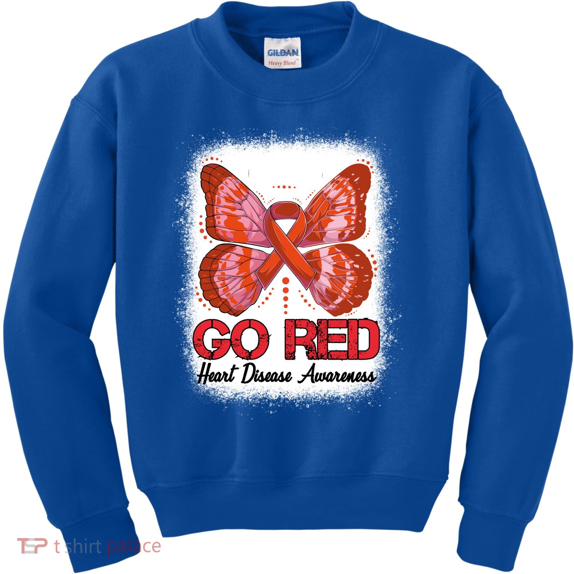 Go Red Heart Disease Awareness Month Red Ribbon Butterfly Gift Kids Sweatshirt