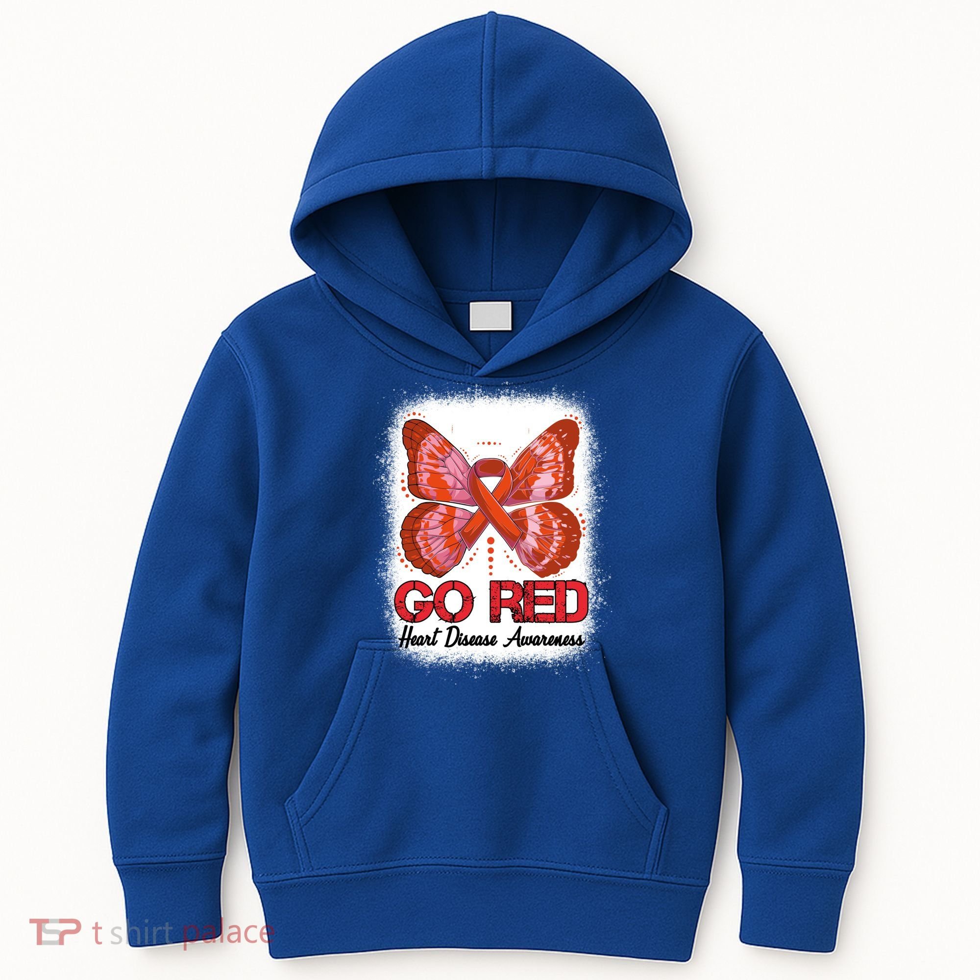 Go Red Heart Disease Awareness Month Red Ribbon Butterfly Gift Kids Hoodie