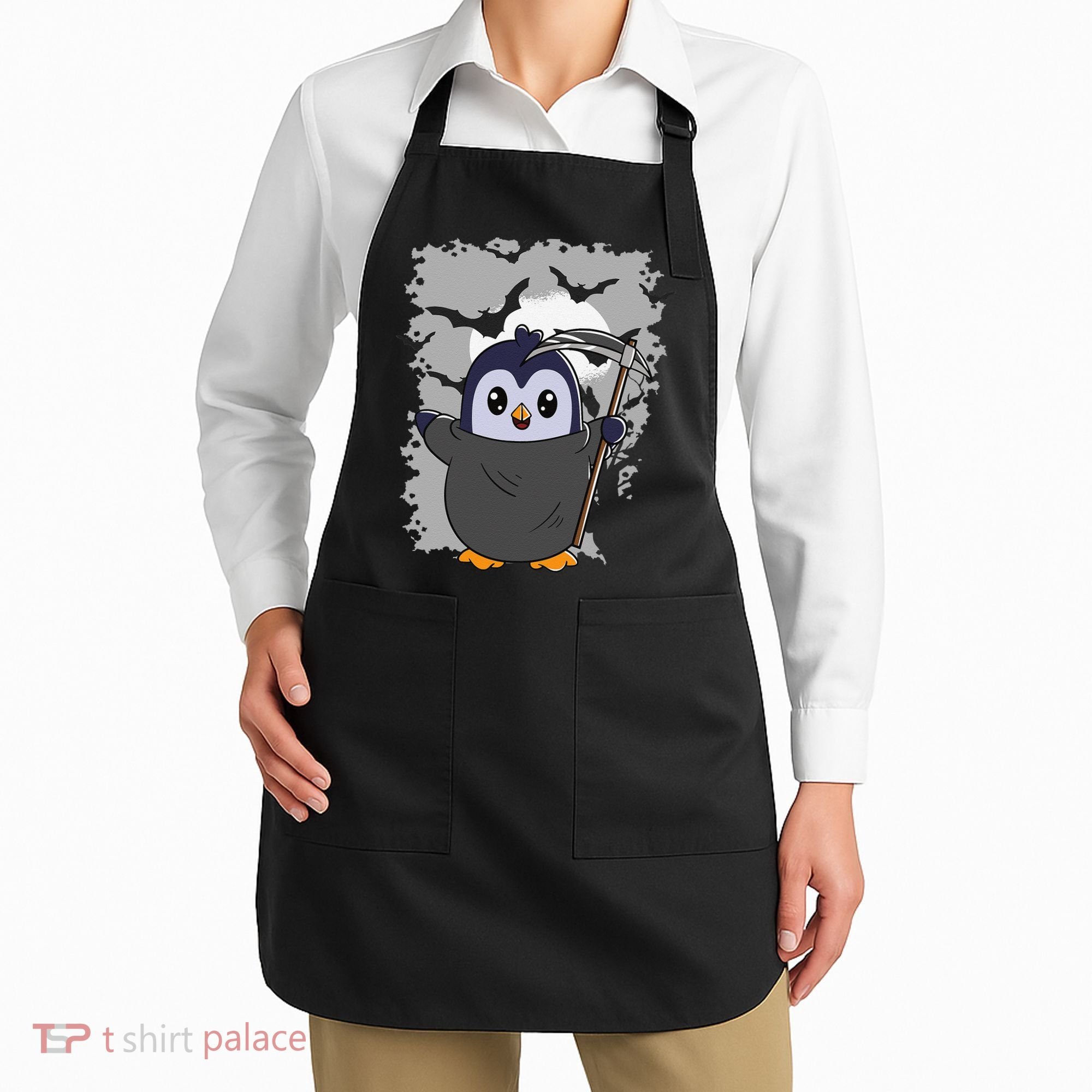 Grim Reaper Halloween Spooky Penguin Halloween Penguin Apron