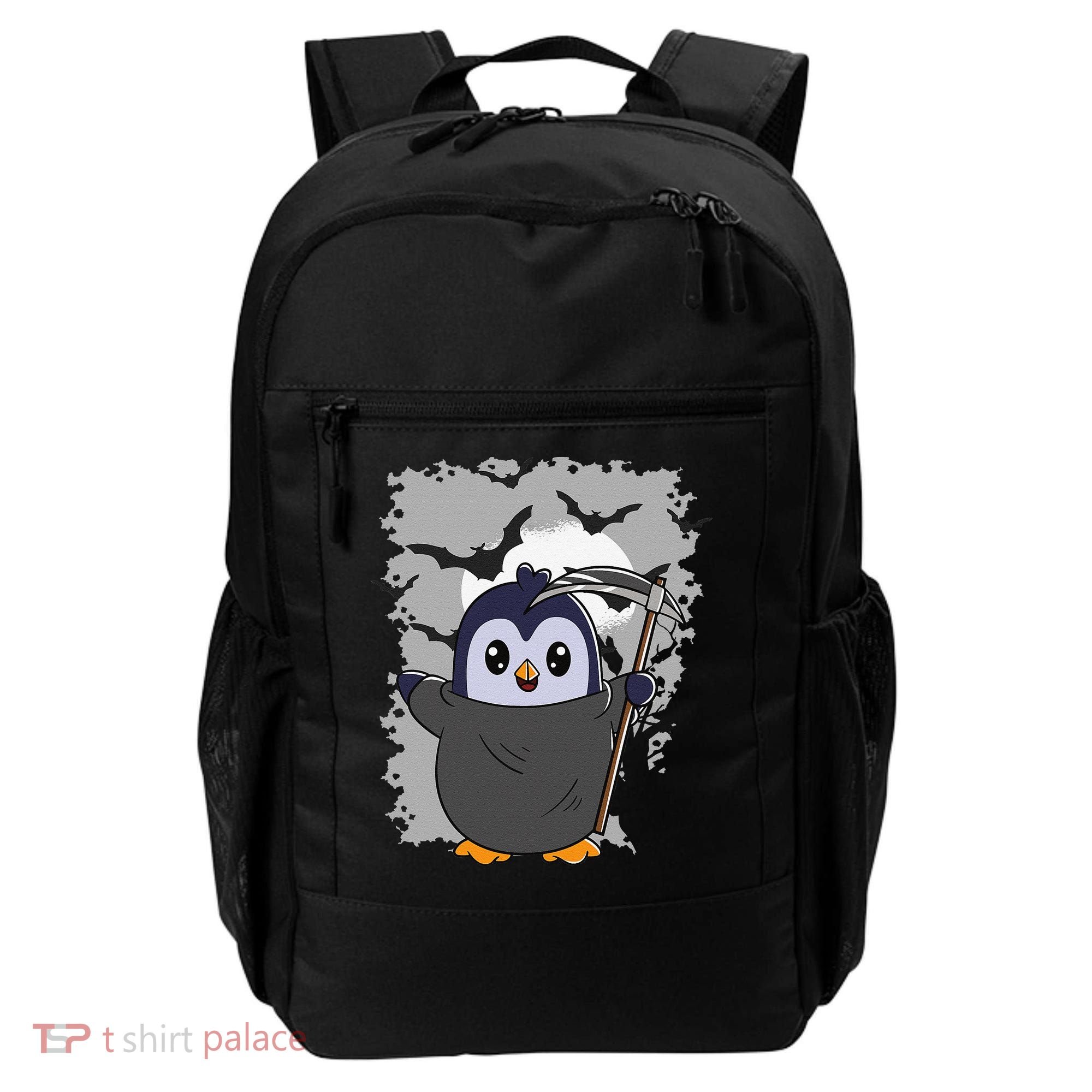 Grim Reaper Halloween Spooky Penguin Halloween Penguin Backpack