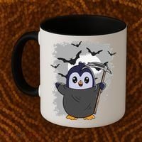 Grim Reaper Halloween Spooky Penguin Halloween Penguin Coffee Mug thumb 2