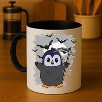 Grim Reaper Halloween Spooky Penguin Halloween Penguin Coffee Mug thumb 4